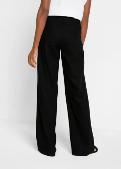 Outlet Pantalón palazzo de mezcla ligera de viscosa y lino Mujer Esenciales|Pantalones
