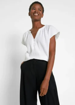 Outlet Pantalón palazzo de mezcla ligera de viscosa y lino Mujer Esenciales|Pantalones