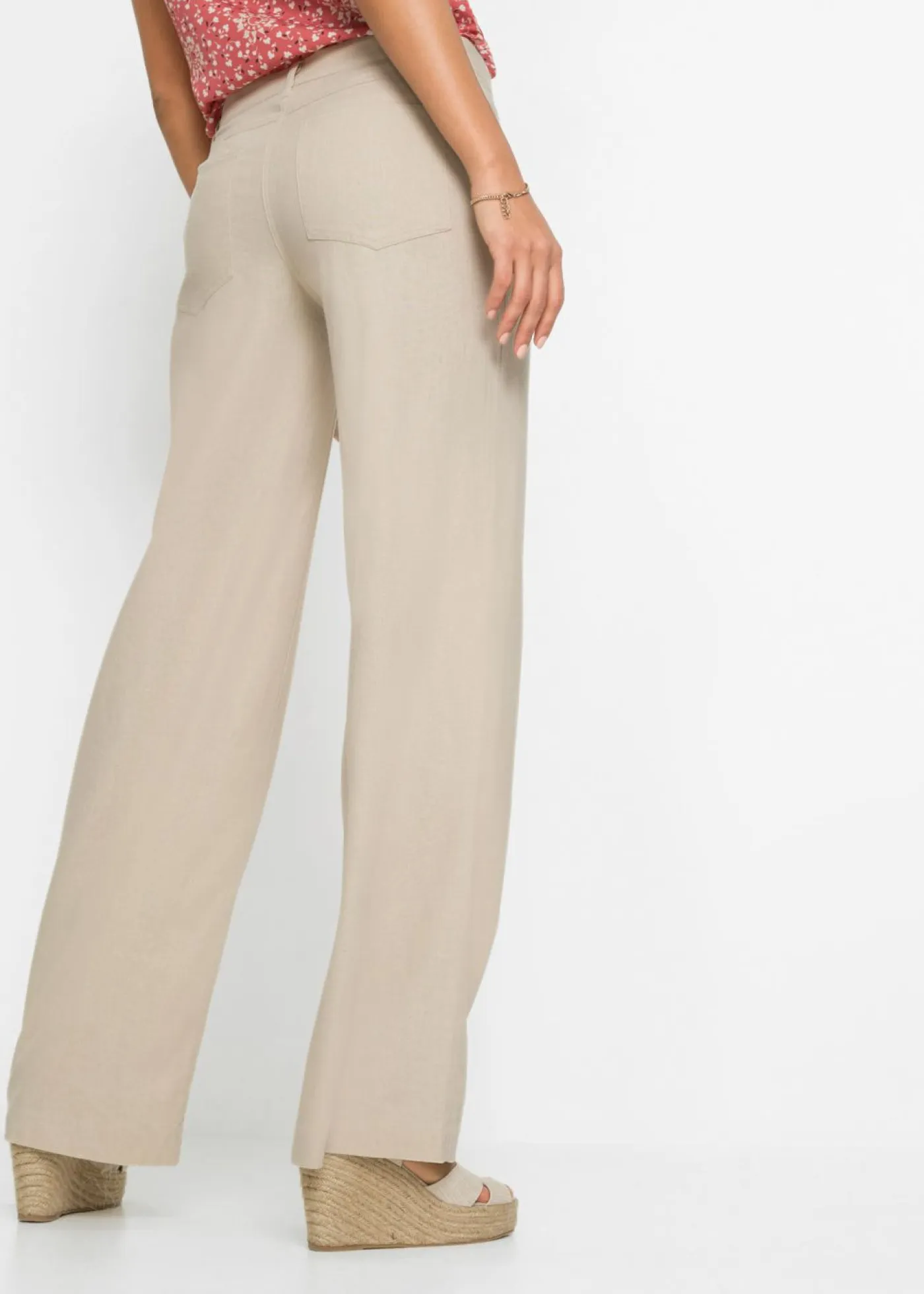 Online Pantalón palazzo de mezcla de lino Mujer Pantalones|Tallas Pequeñas