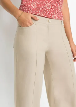 Online Pantalón palazzo de mezcla de lino Mujer Pantalones|Tallas Pequeñas