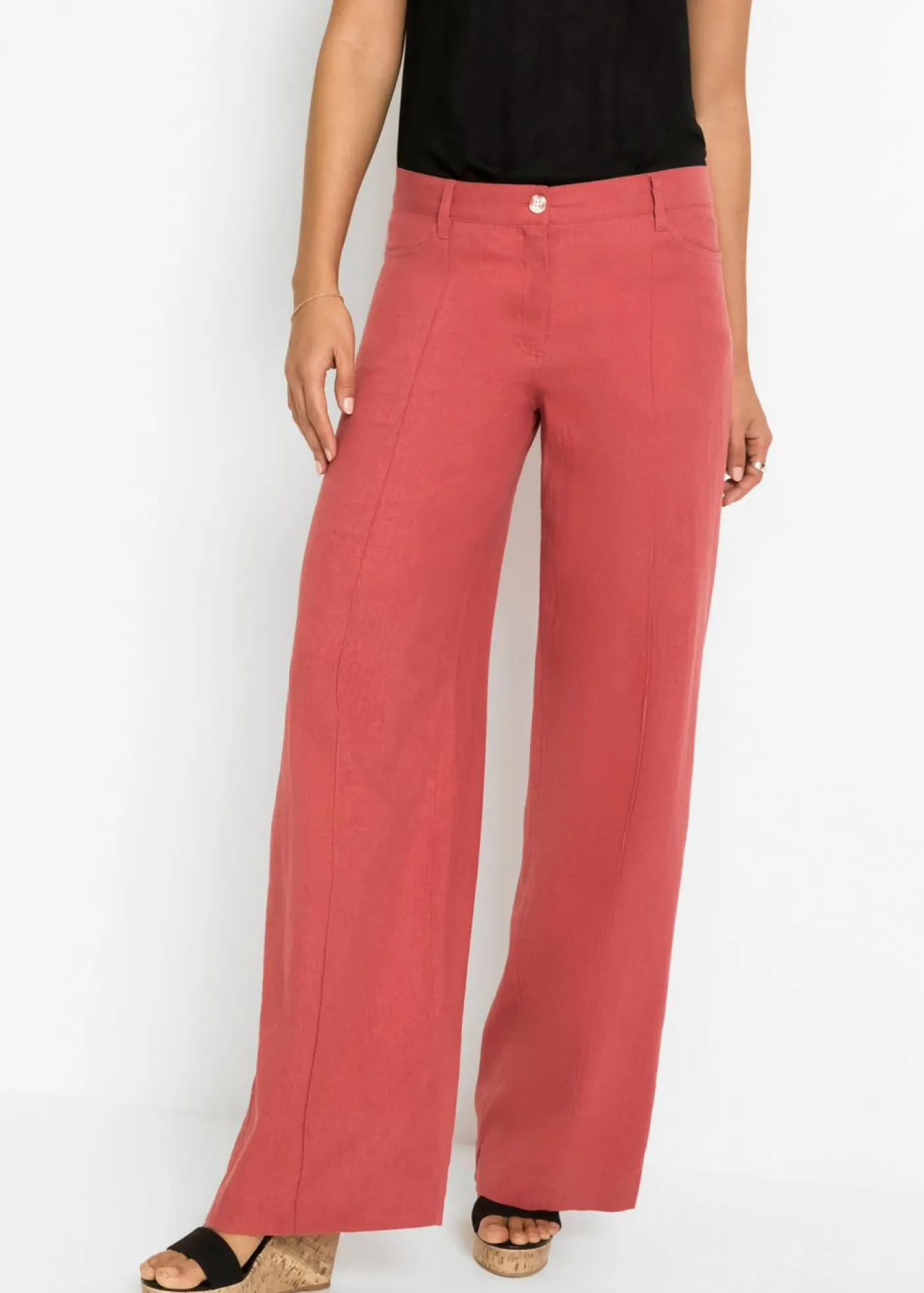 Best Pantalón palazzo de mezcla de lino Mujer Pantalones|Tallas Pequeñas