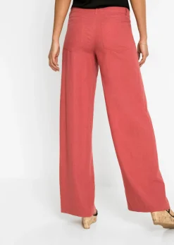 Best Pantalón palazzo de mezcla de lino Mujer Pantalones|Tallas Pequeñas