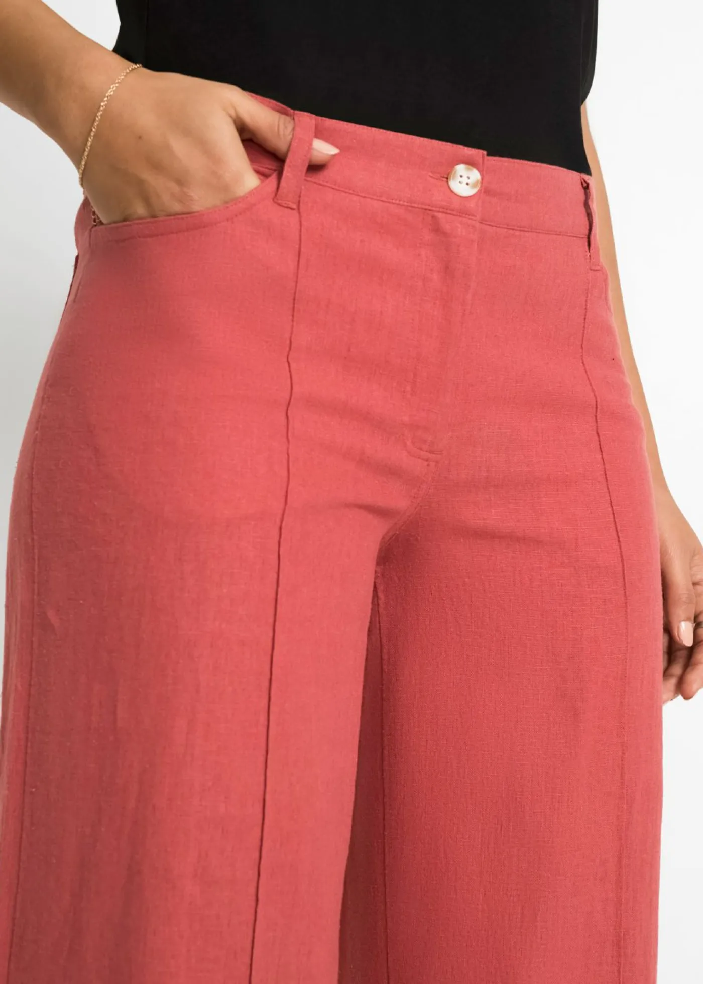 Best Pantalón palazzo de mezcla de lino Mujer Pantalones|Tallas Pequeñas