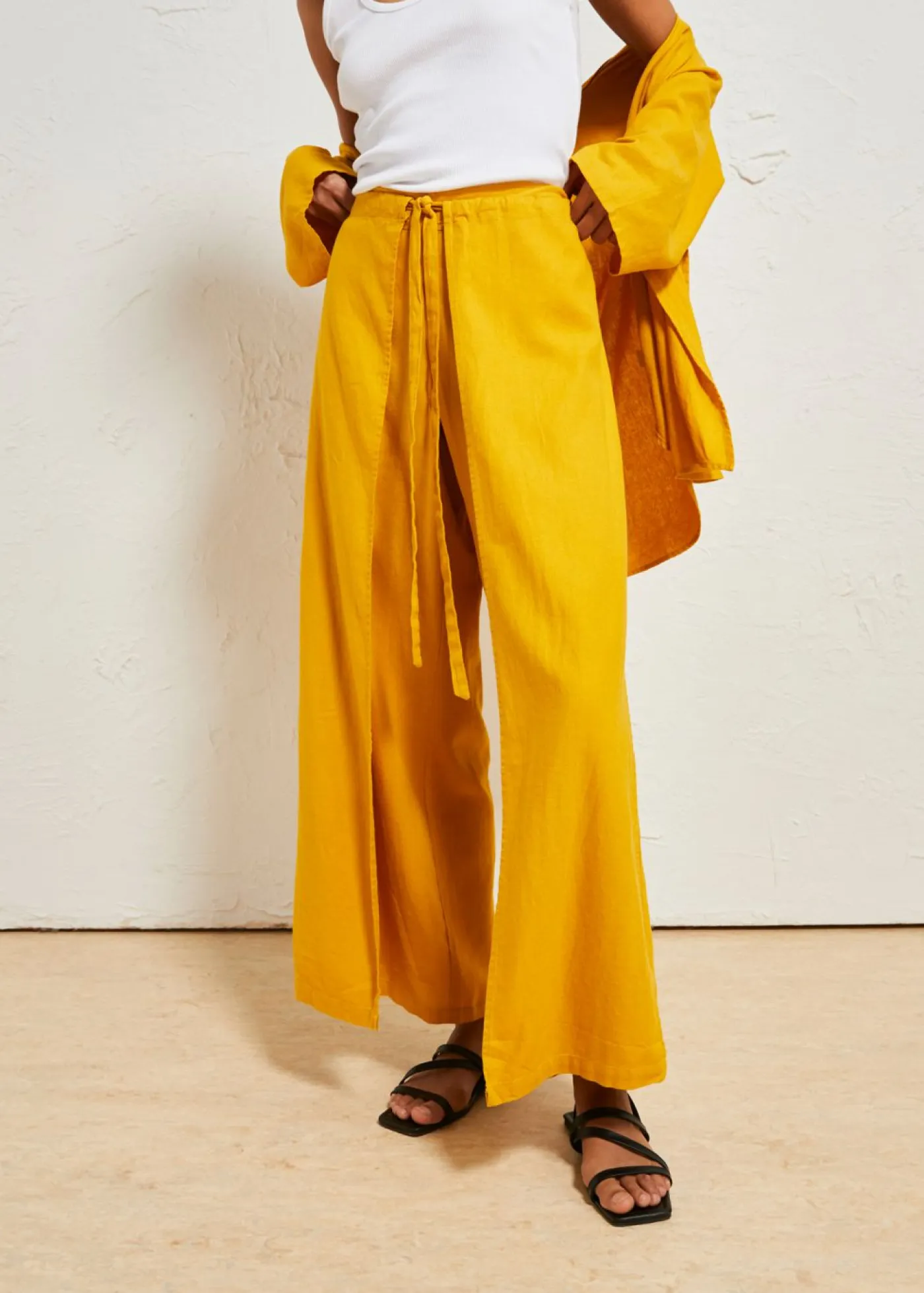Best Pantalón palazzo de mezcla de lino Mujer Pantalones