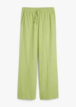 Sale Pantalón palazzo de mezcla ligera de viscosa y lino Mujer Esenciales|Pantalones