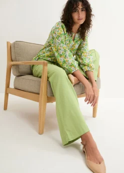 Sale Pantalón palazzo de mezcla ligera de viscosa y lino Mujer Esenciales|Pantalones