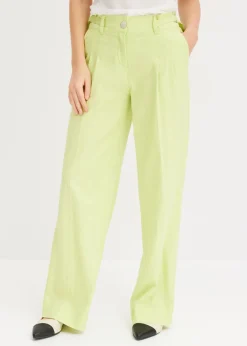 New Pantalón palazzo de mezcla de lino ligero Mujer Pantalones|Novedades