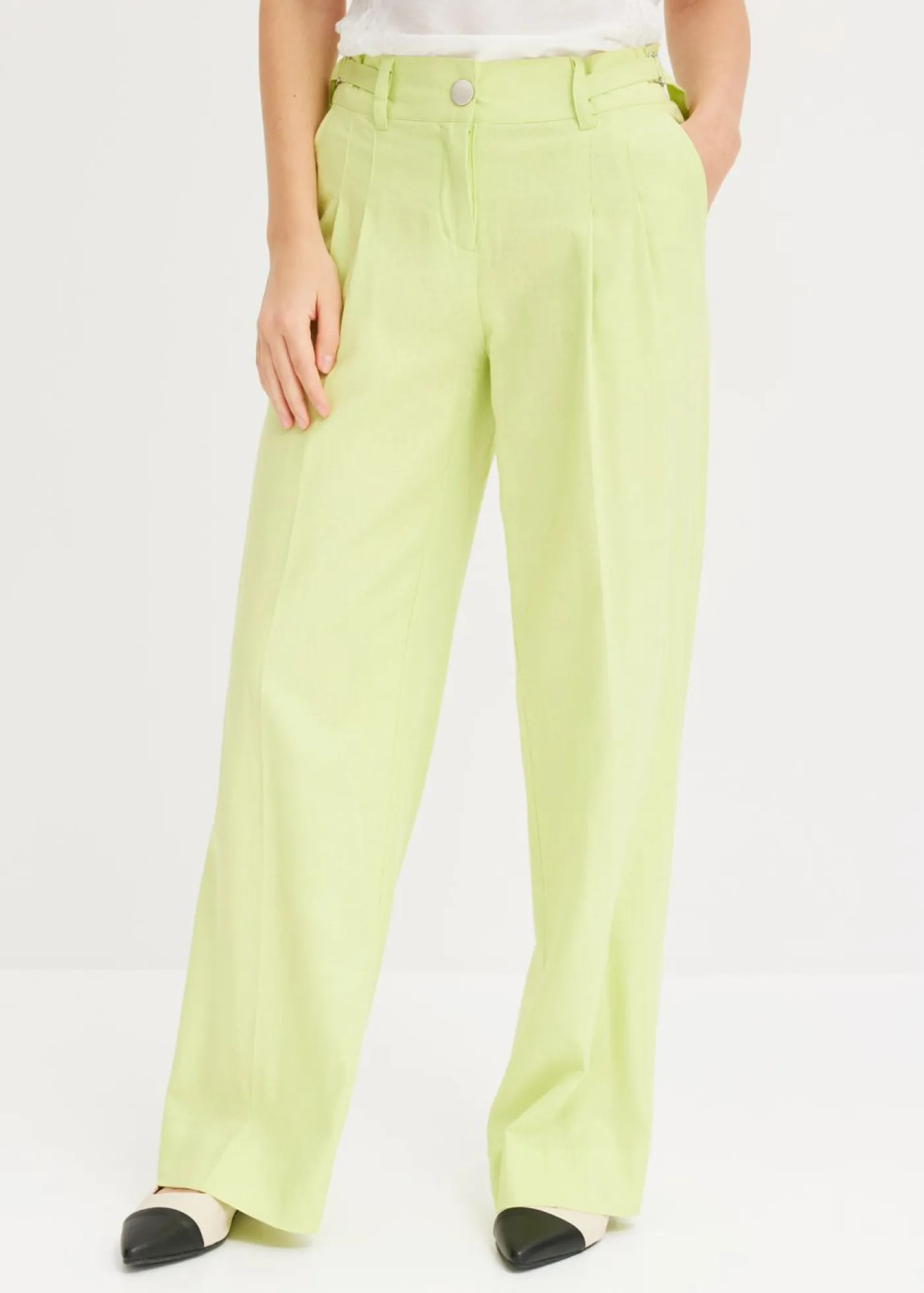 New Pantalón palazzo de mezcla de lino ligero Mujer Pantalones|Novedades
