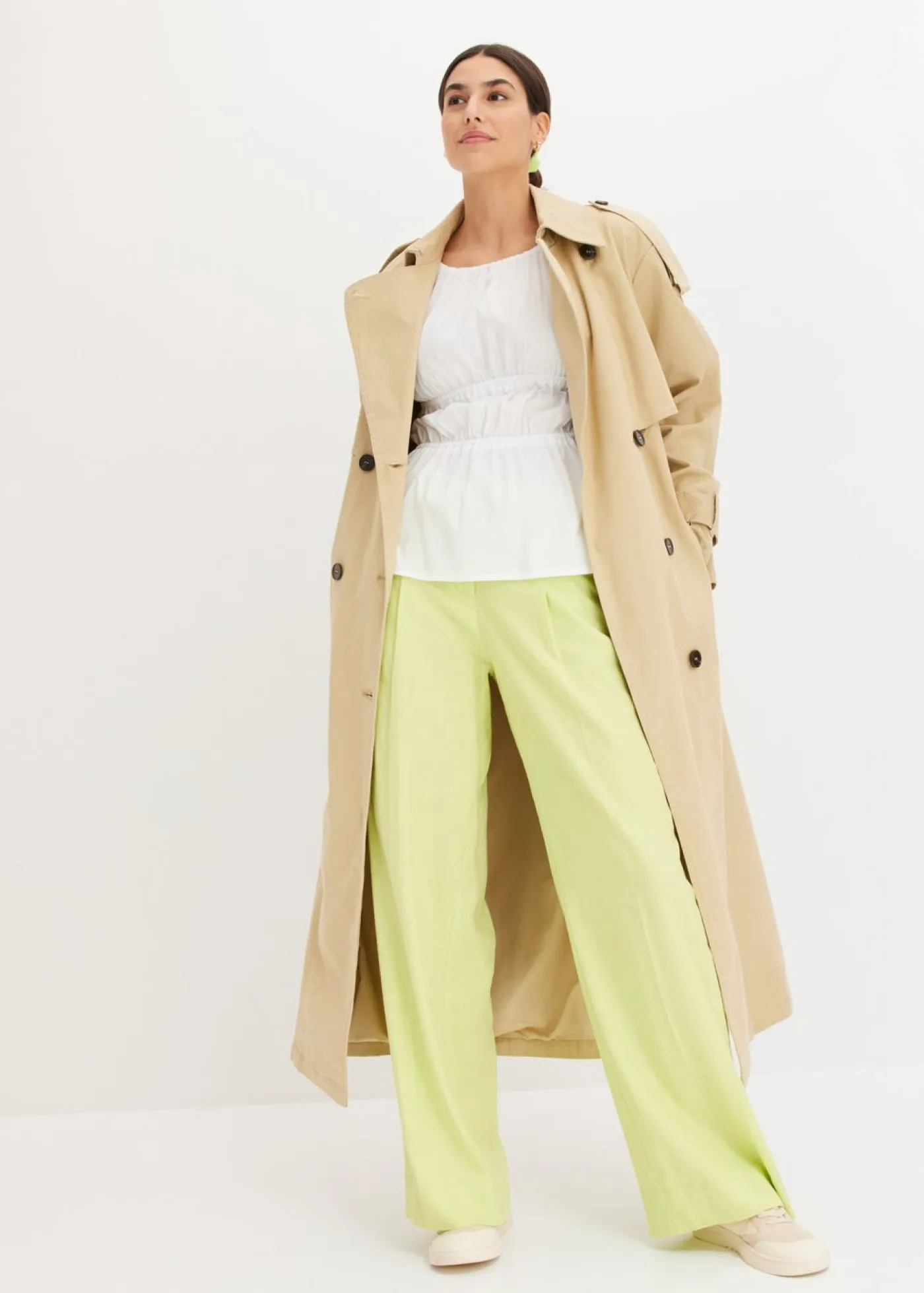 New Pantalón palazzo de mezcla de lino ligero Mujer Pantalones|Novedades