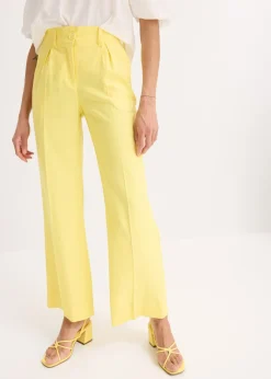 Outlet Pantalón palazzo de mezcla de lino Mujer Pantalones