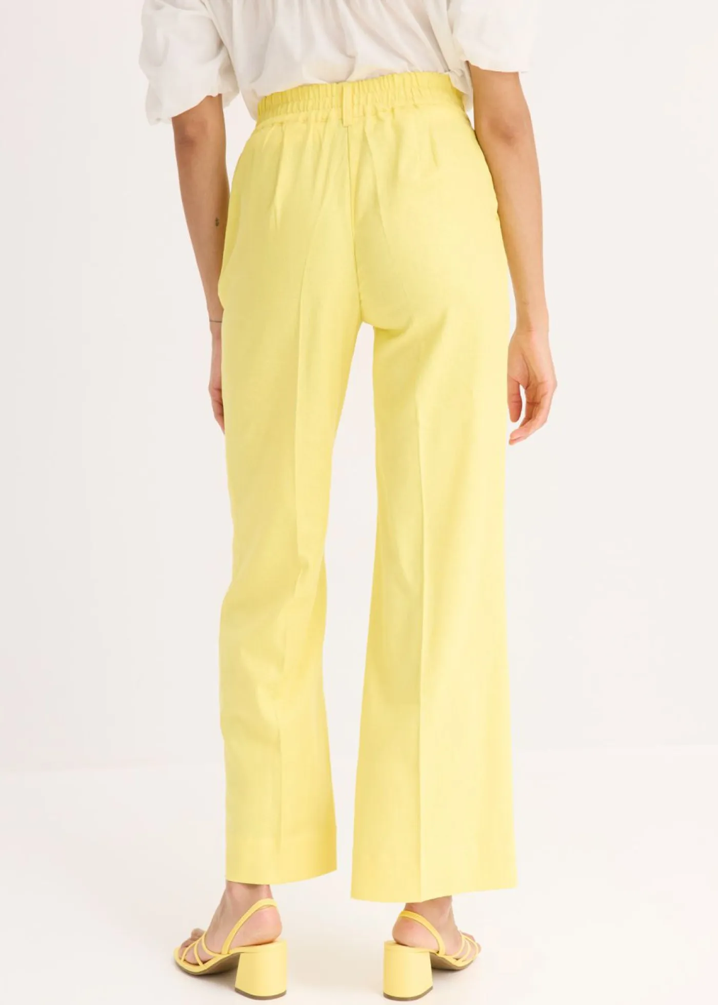 Outlet Pantalón palazzo de mezcla de lino Mujer Pantalones