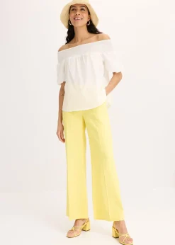 Outlet Pantalón palazzo de mezcla de lino Mujer Pantalones