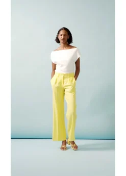 Outlet Pantalón palazzo de mezcla de lino Mujer Pantalones
