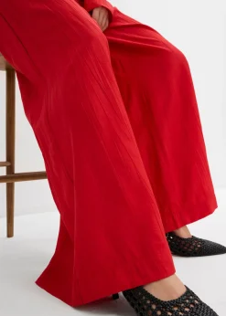 Sale Pantalón palazzo de mezcla de viscosa arrugada con estructura Mujer Conjuntos De Ropa|Esenciales