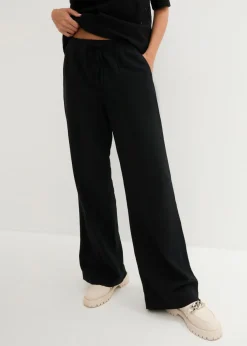 Best Pantalón palazzo de mezcla ligera de viscosa y lino Mujer Esenciales|Pantalones