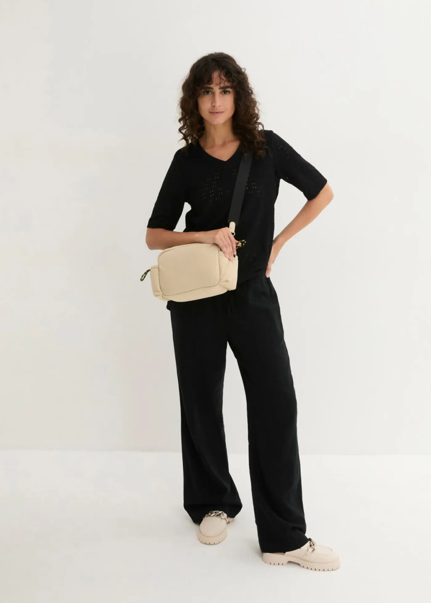 Best Pantalón palazzo de mezcla ligera de viscosa y lino Mujer Esenciales|Pantalones