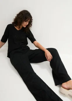 Best Pantalón palazzo de mezcla ligera de viscosa y lino Mujer Esenciales|Pantalones