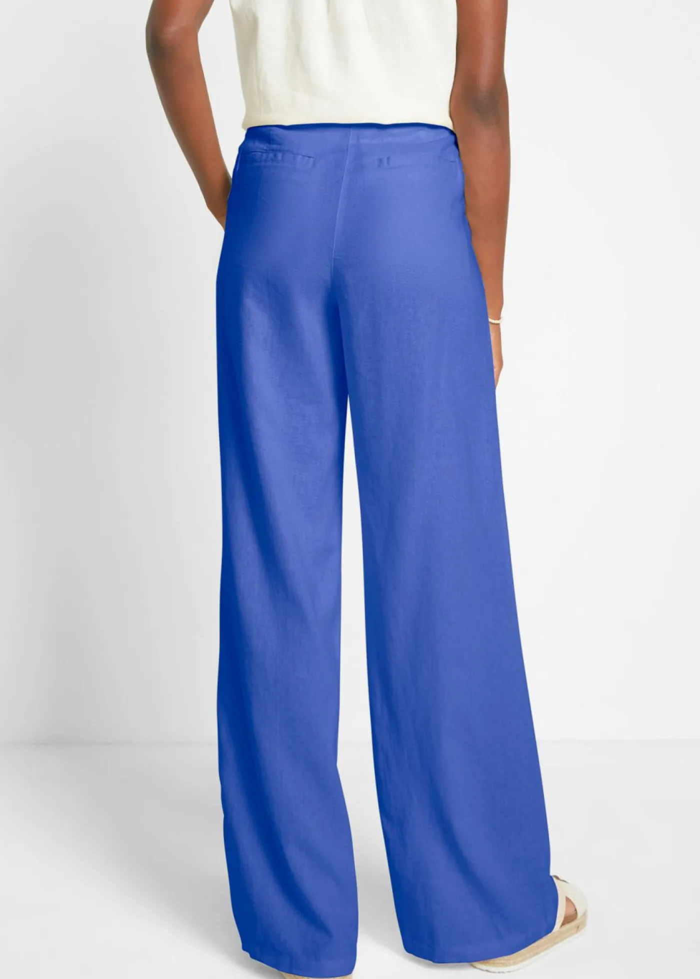 Outlet Pantalón palazzo de mezcla ligera de viscosa y lino Mujer Esenciales|Pantalones