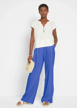 Outlet Pantalón palazzo de mezcla ligera de viscosa y lino Mujer Esenciales|Pantalones