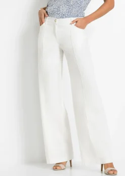 Clearance Pantalón palazzo de mezcla de lino Mujer Tallas Pequeñas