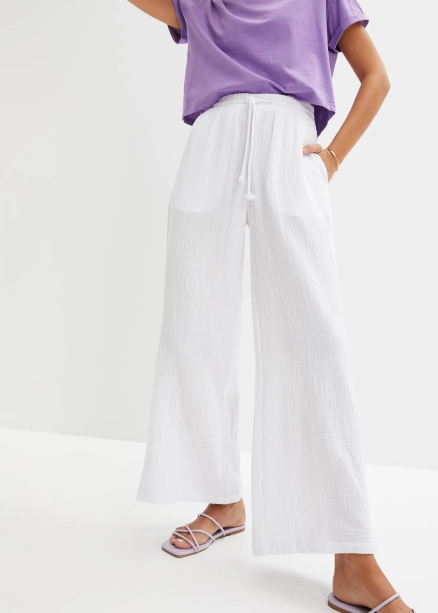 Discount Pantalón palazzo de muselina Mujer Pantalones|Tallas Pequeñas