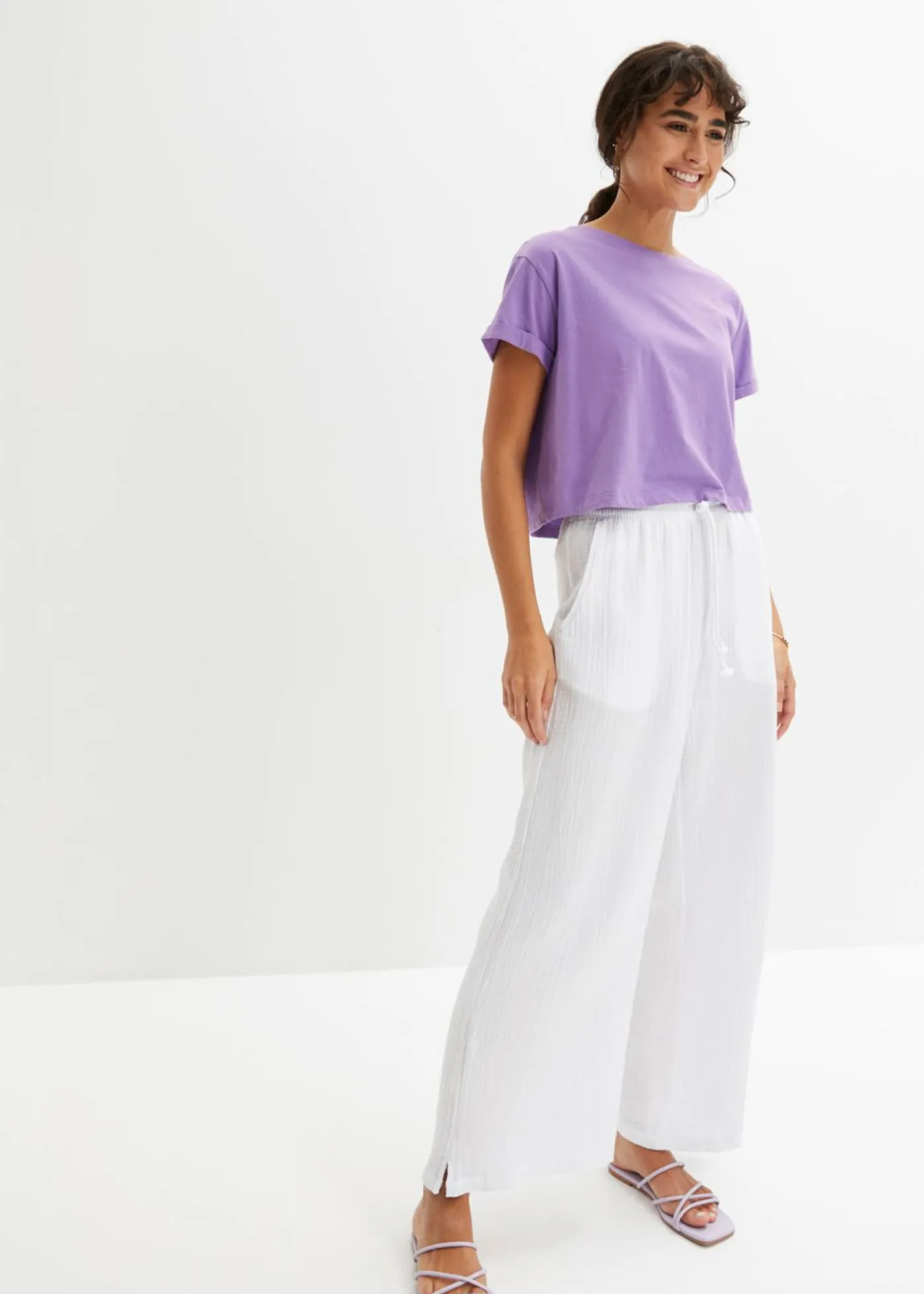 Discount Pantalón palazzo de muselina Mujer Pantalones|Tallas Pequeñas
