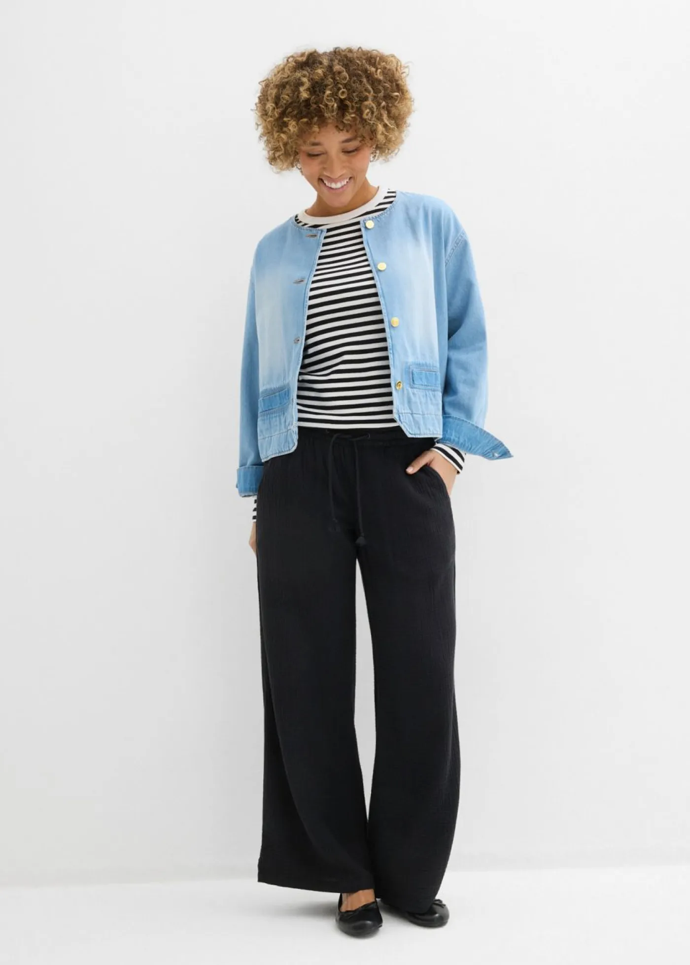 Discount Pantalón palazzo de muselina Mujer Pantalones|Tallas Pequeñas