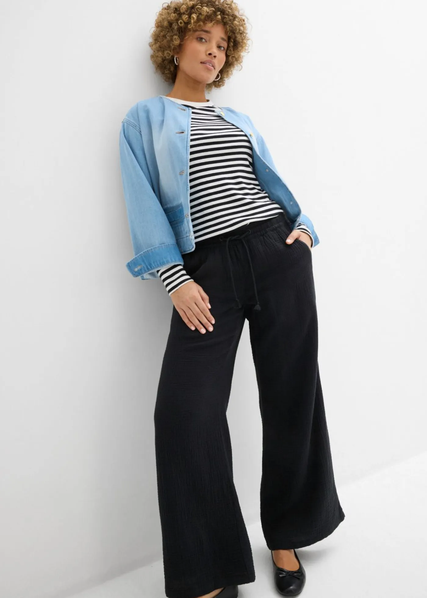 Discount Pantalón palazzo de muselina Mujer Pantalones|Tallas Pequeñas
