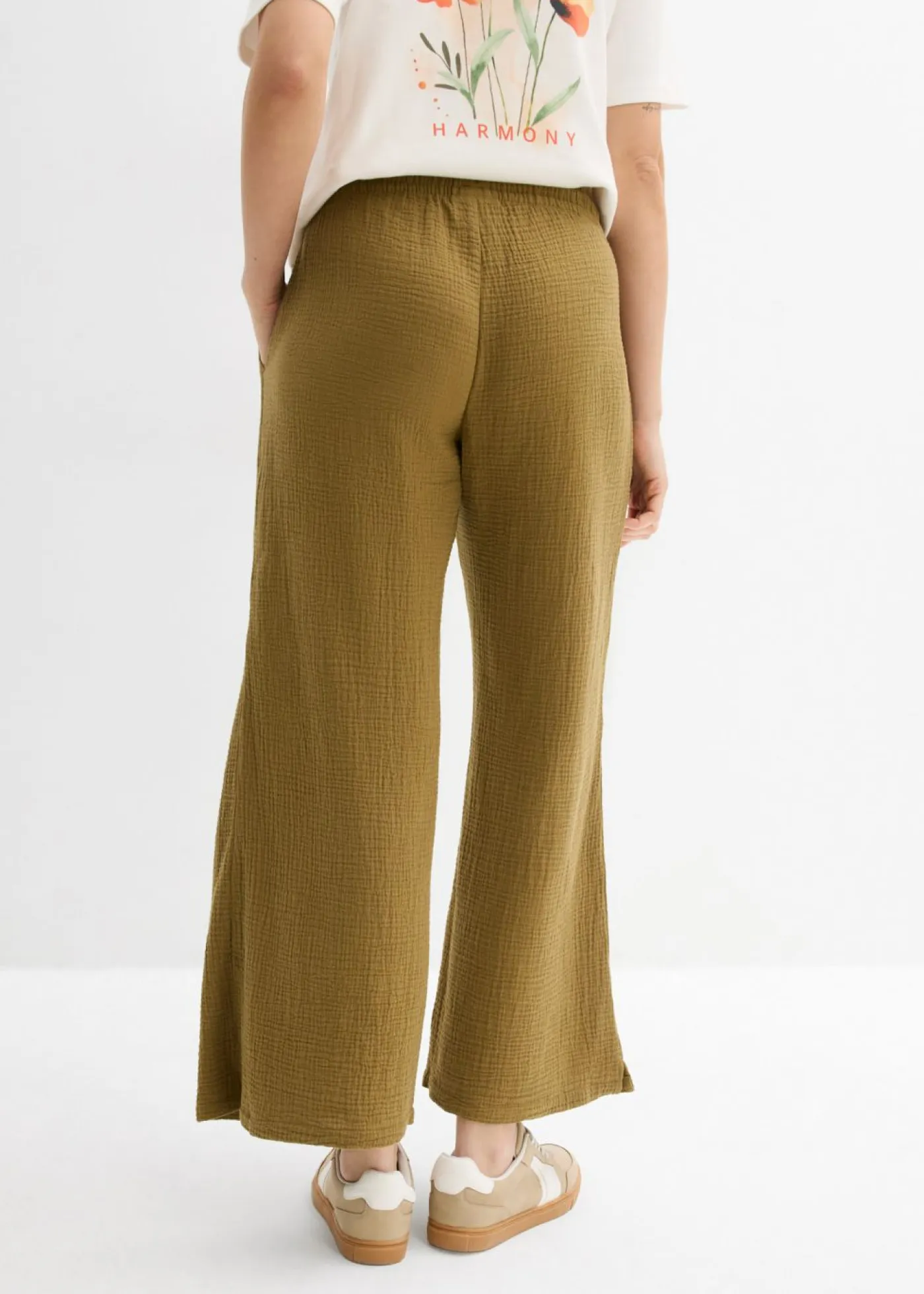 New Pantalón palazzo de muselina Mujer Pantalones|Tallas Pequeñas