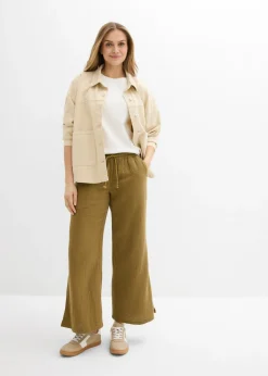 New Pantalón palazzo de muselina Mujer Pantalones|Tallas Pequeñas