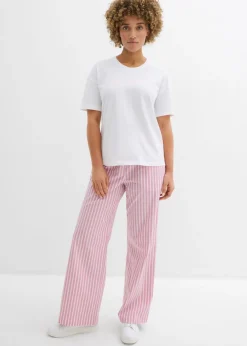 Pantalón palazzo de popelín de algodón Mujer Conjuntos De Ropa|Pantalones