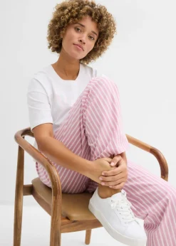 Pantalón palazzo de popelín de algodón Mujer Conjuntos De Ropa|Pantalones