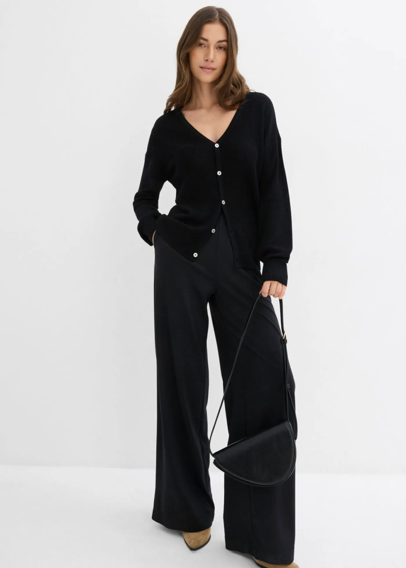 Hot Pantalón palazzo de Punto di Roma cómodo Mujer Esenciales|Pantalones