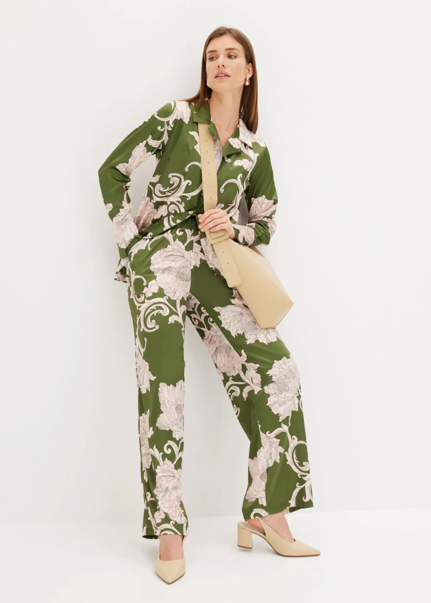 Clearance Pantalón palazzo de satén fluido Mujer Pantalones