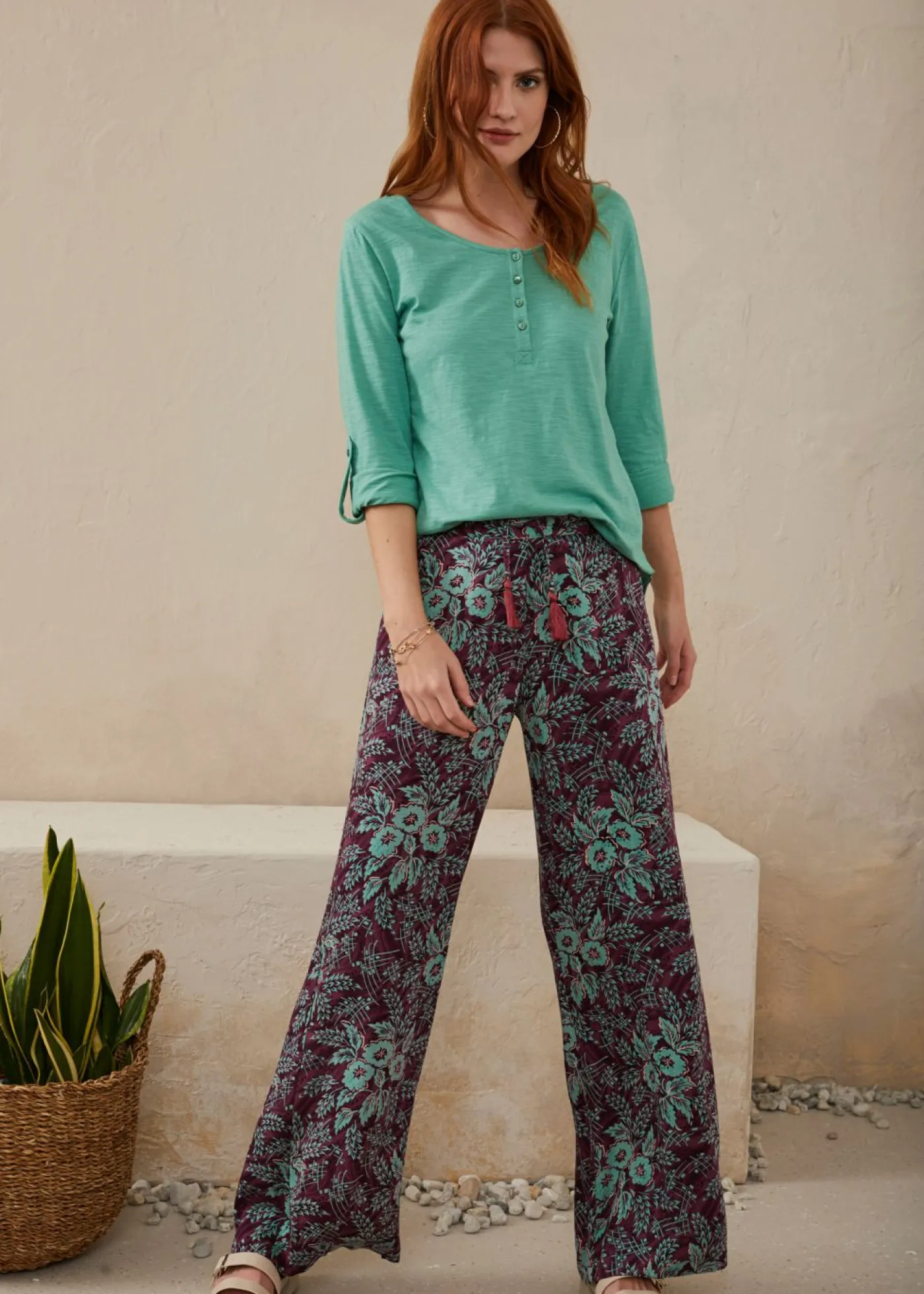 Clearance Pantalón Palazzo de viscosa fluida Mujer Pantalones