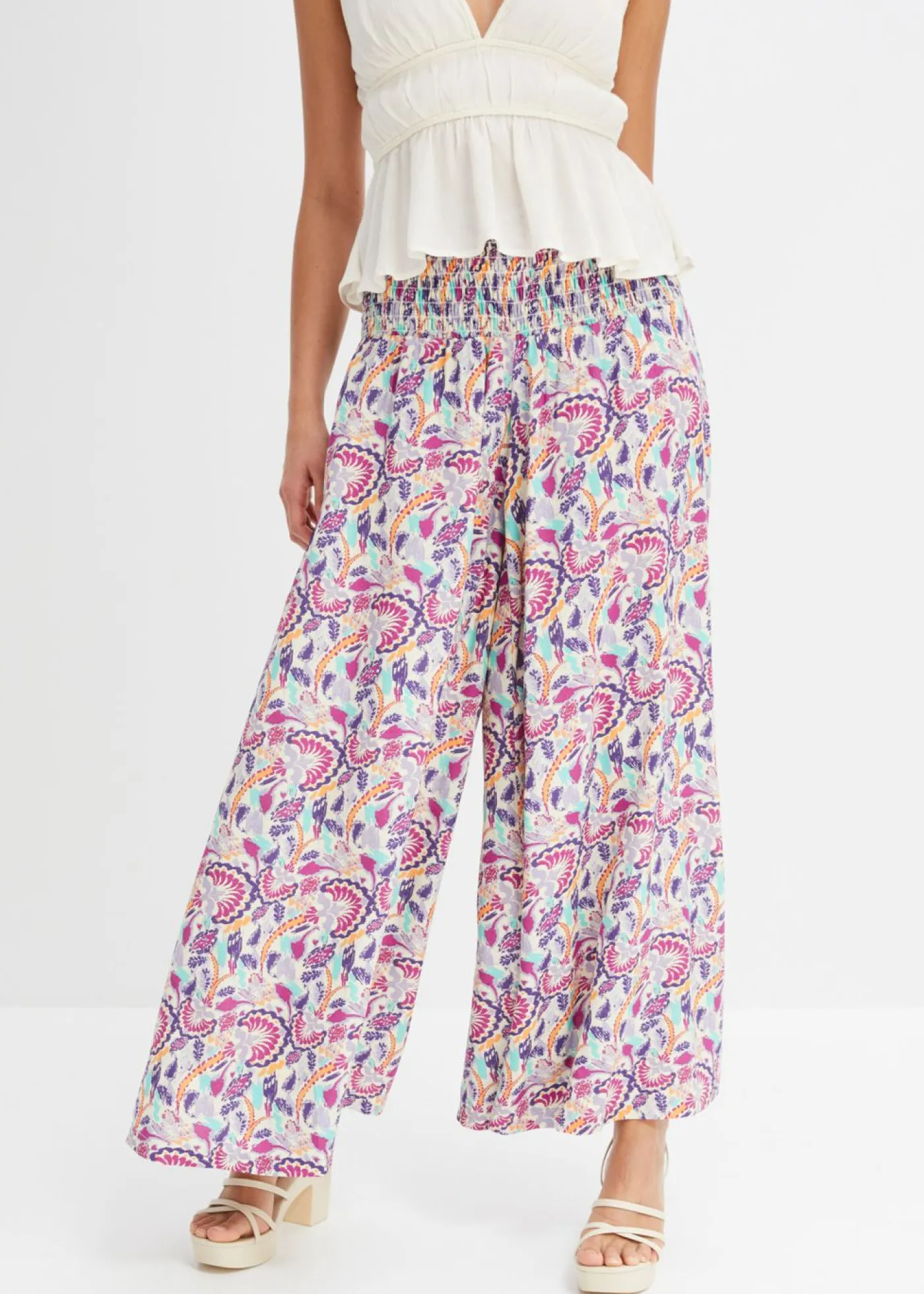 Online Pantalón Palazzo de viscosa fluida Mujer Pantalones|Tallas Pequeñas