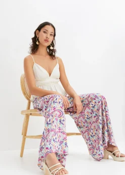 Online Pantalón Palazzo de viscosa fluida Mujer Pantalones|Tallas Pequeñas