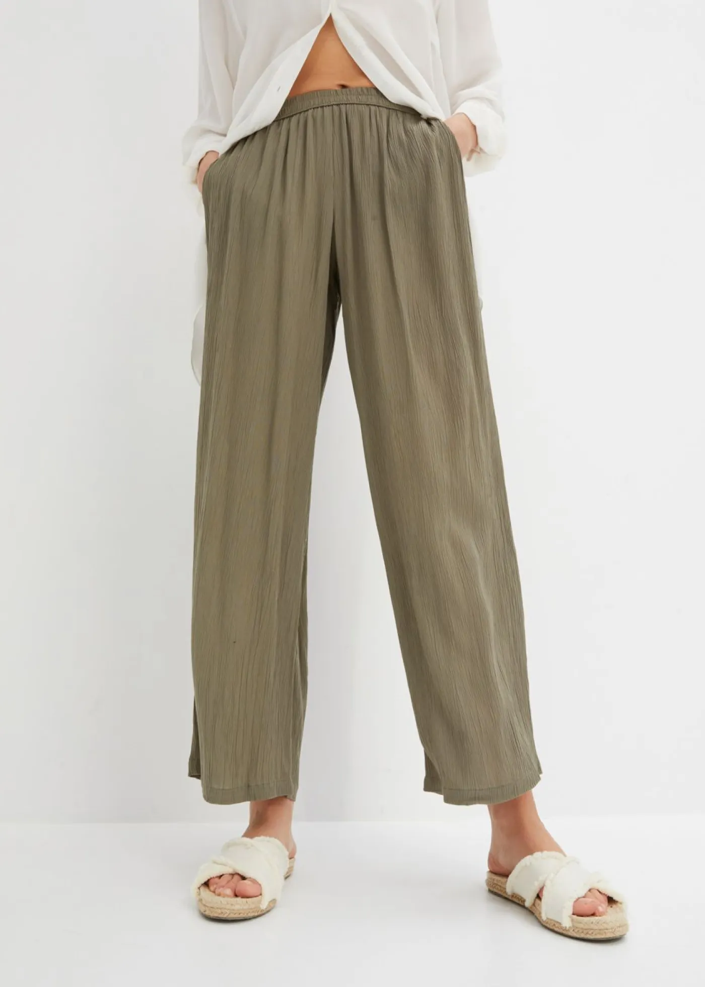 Discount Pantalón Palazzo de viscosa suave Mujer Pantalones