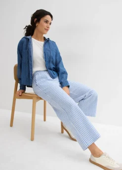 Discount Pantalón palazzo estilo milrayas, largo 7/8 Mujer Pantalones