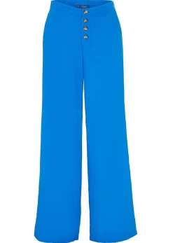 Sale Pantalón palazzo largo con lino Mujer Pantalones|Novedades
