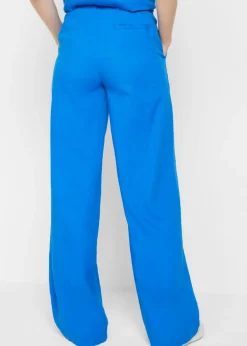 Sale Pantalón palazzo largo con lino Mujer Pantalones|Novedades