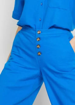 Sale Pantalón palazzo largo con lino Mujer Pantalones|Novedades