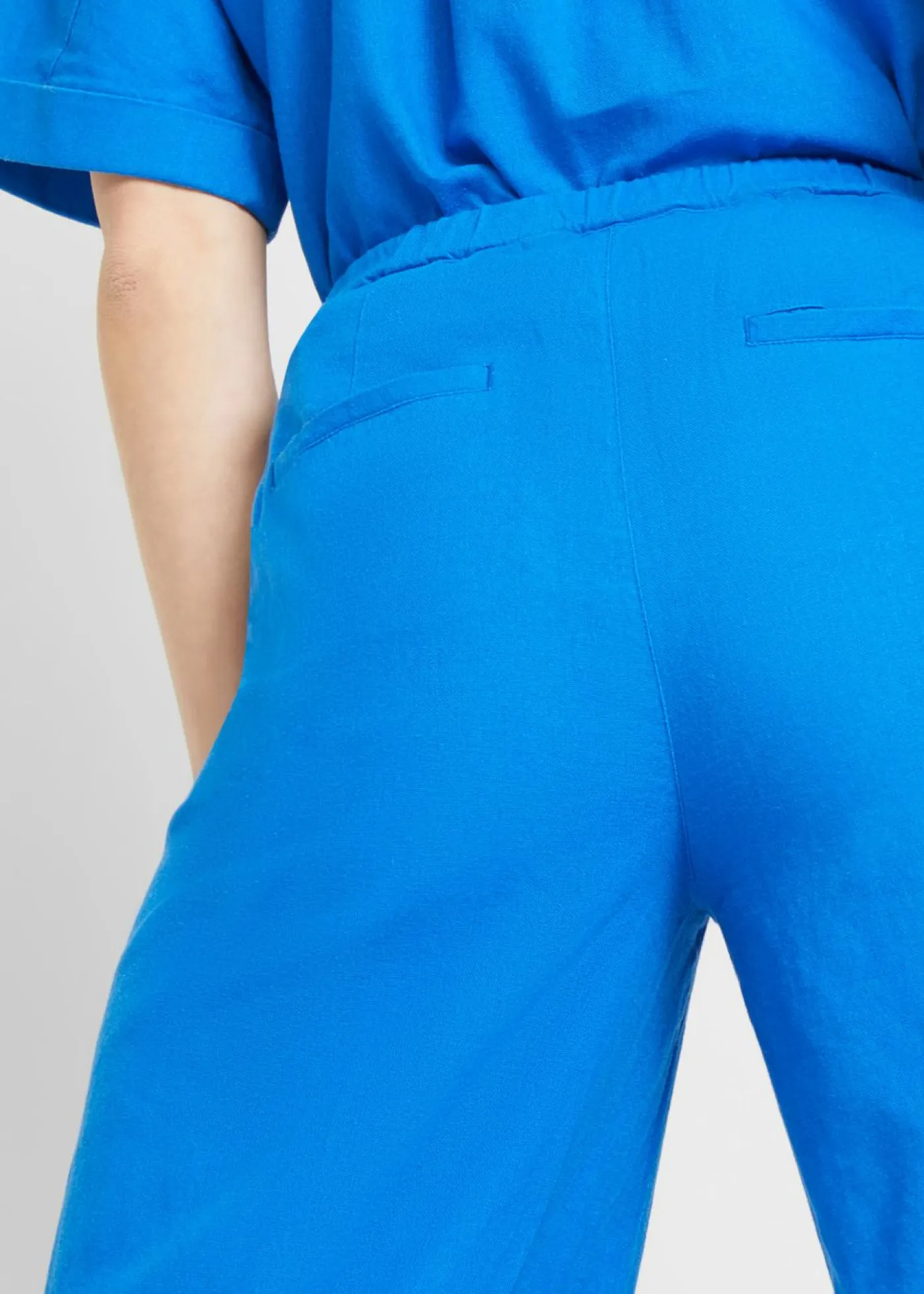 Sale Pantalón palazzo largo con lino Mujer Pantalones|Novedades
