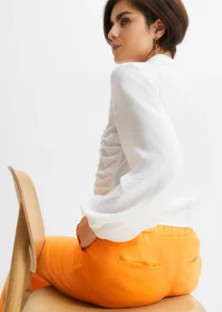 New Pantalón palazzo largo con lino Mujer Pantalones|Novedades