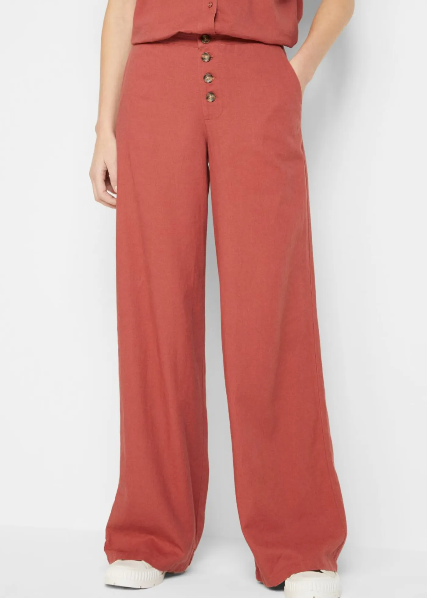 Outlet Pantalón palazzo largo con lino Mujer Pantalones|Novedades