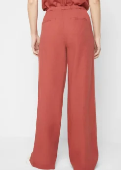 Outlet Pantalón palazzo largo con lino Mujer Pantalones|Novedades