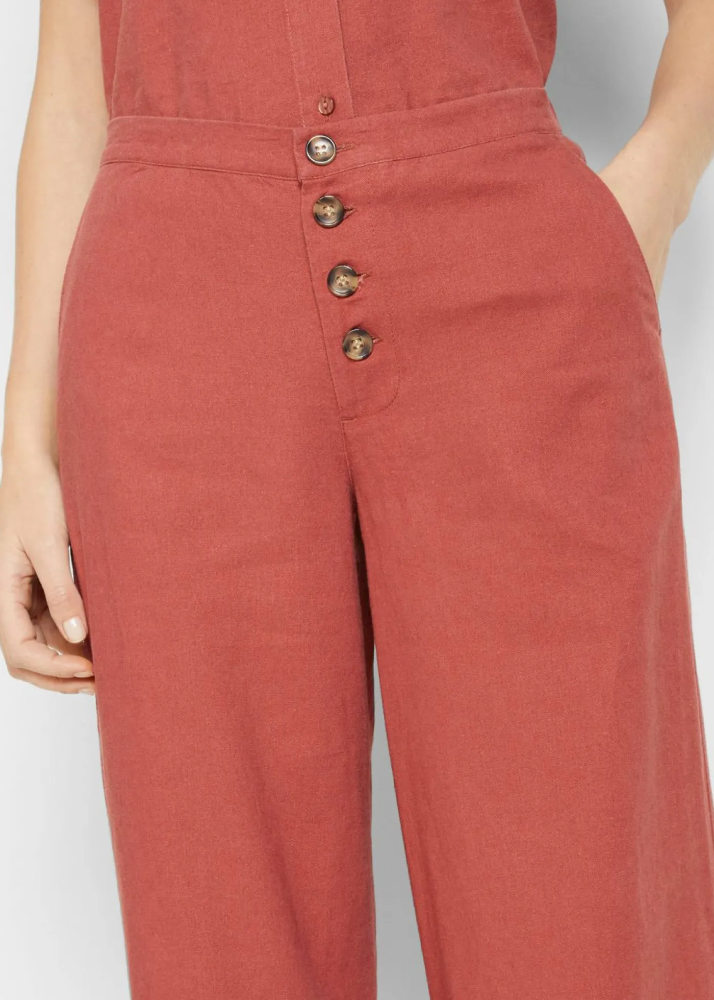 Outlet Pantalón palazzo largo con lino Mujer Pantalones|Novedades