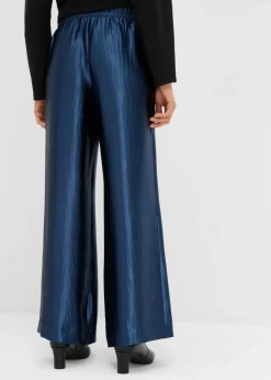 Online Pantalón palazzo satinado con cinturilla cómoda Mujer Esenciales|Pantalones