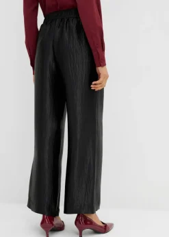 Clearance Pantalón palazzo satinado con cinturilla cómoda Mujer Esenciales|Pantalones