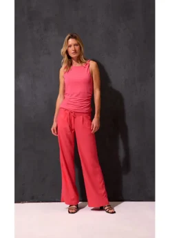 Clearance Pantalón paperbag de ligera mezcla de lino Mujer Pantalones